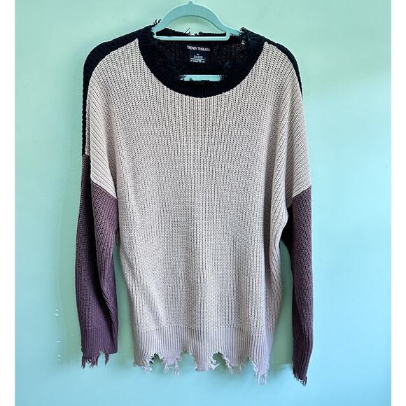 Woman's Trendy Threads Color Block Pink/black Raw Knitted Sweater Plus Size 2X - Picture 1 of 5